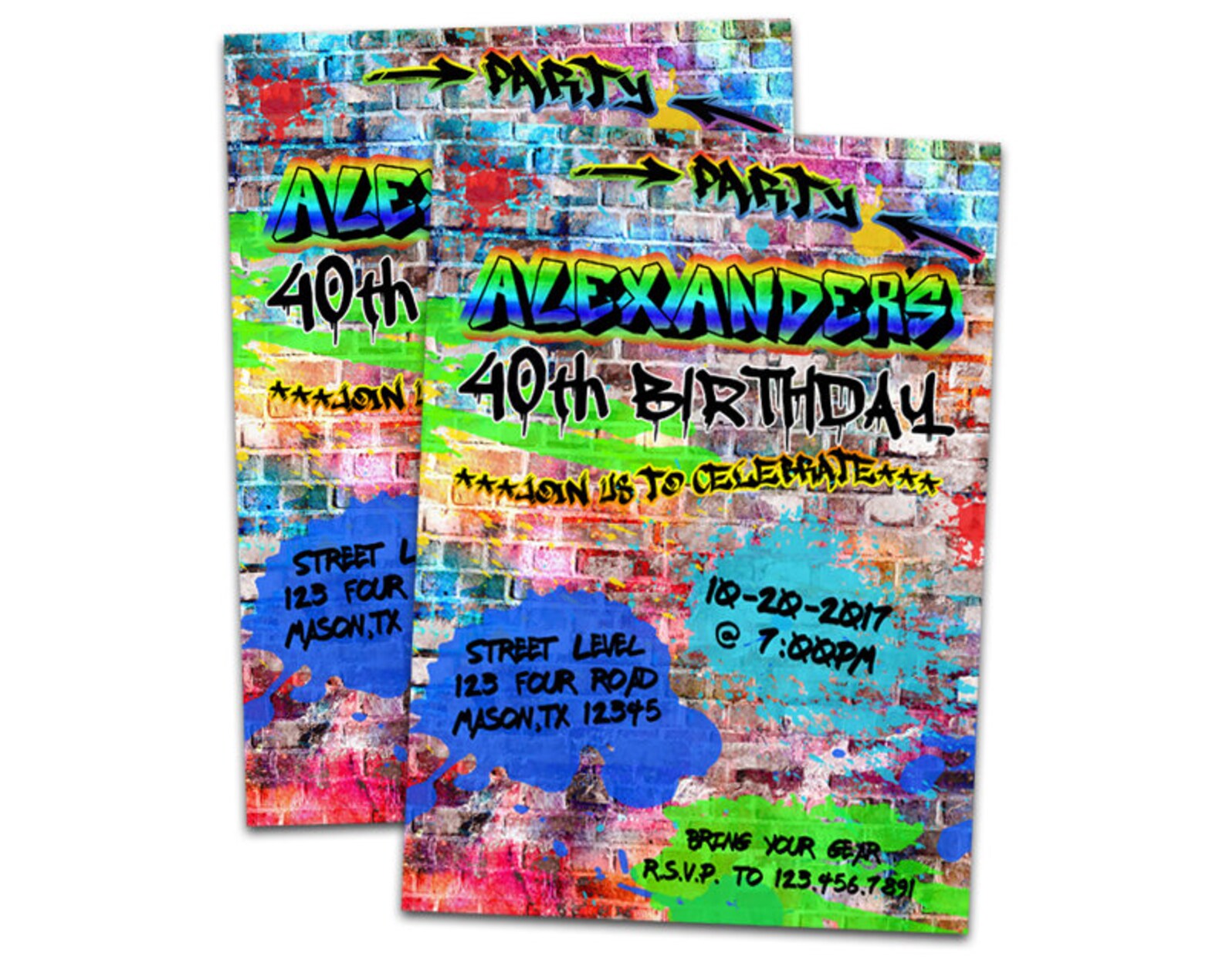 Graffiti Invitations Hip Hop Birthday Invitation Rap Etsy