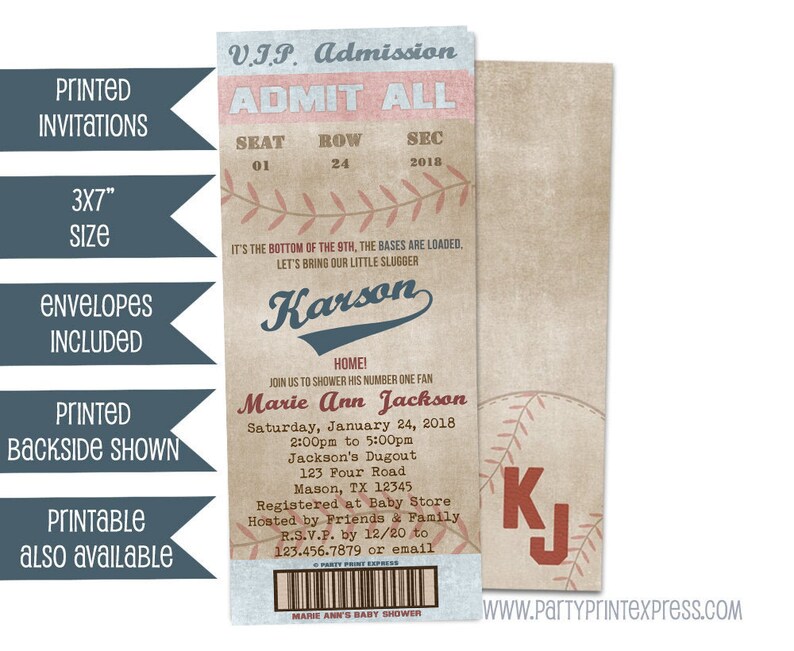 Vintage Baseball Baby Shower Invitation Boy Baby Shower Etsy