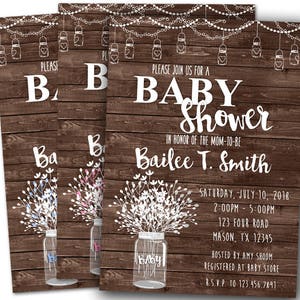 Country Baby Shower Invitations Mason Jar Baby Shower Invitation Rustic Wood Baby Shower Neutral Baby Shower Girl Boy Floral Sweet image 9