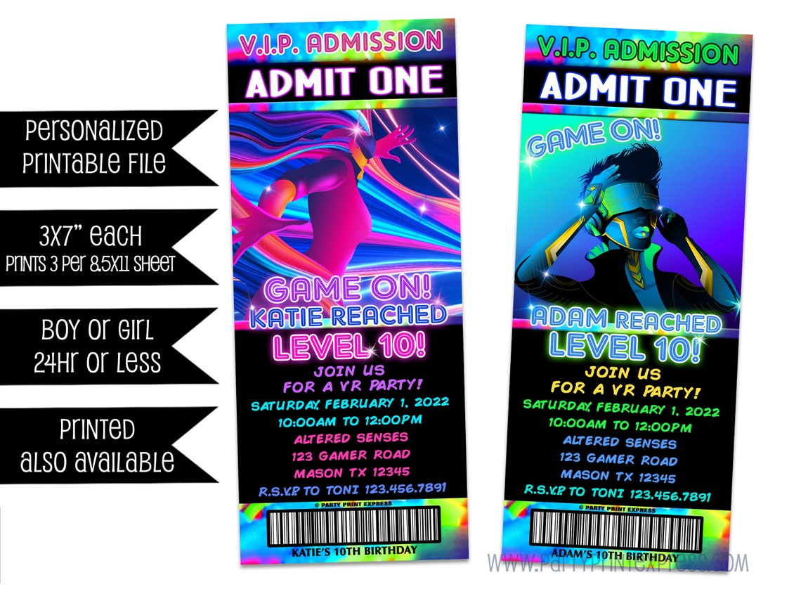 Printable Virtual Reality Party Invitations Cool VR Party Etsy