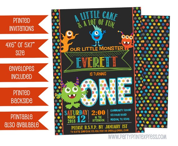 Monster Invitations - Monster Birthday Invitation - Monster Party - Monster Invite - Monster 1st Birthday Invitation - 2nd 3rd 4th 5th any Il_570xn