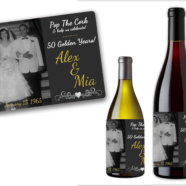 Mini 50th Wine Bottle Labels Etsy