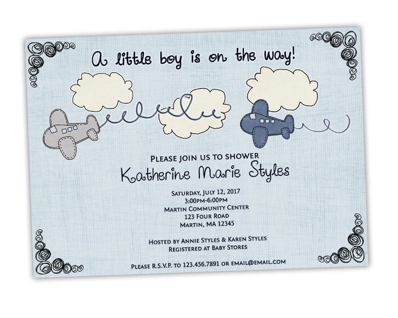 airplane baby shower invitations