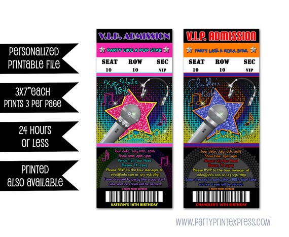 printable pop star birthday