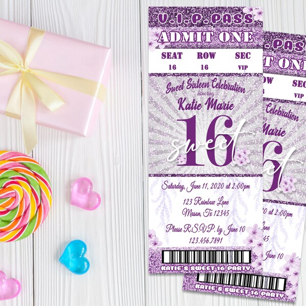 Sweet 16 Ticket Invitations Etsy