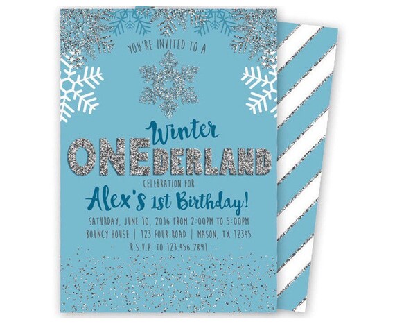 Winter onederland invitation Pink purple blue and silver winter onederland invitation winter invitation snowflake girl first birthday