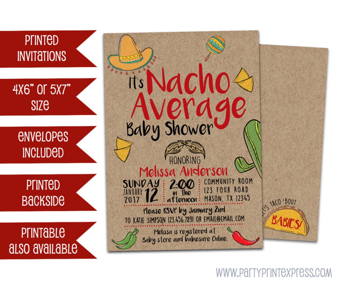 Nacho Average Baby Shower Invitation Boy Fiesta Baby Shower Etsy