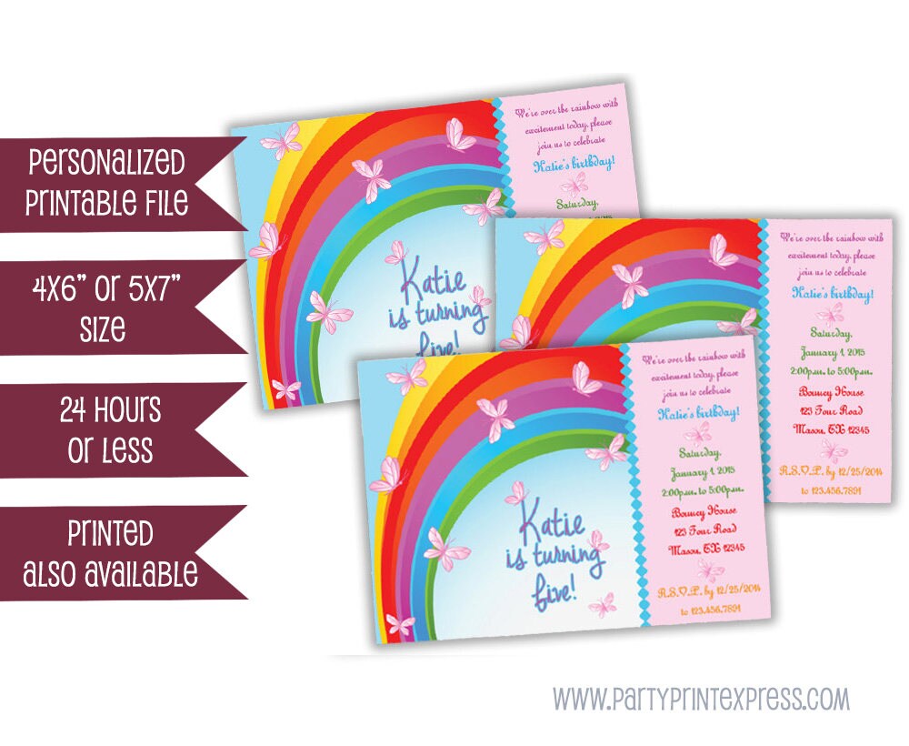 Printable Butterfly Invitations Rainbow Butterfly Birthday Etsy Printable Butterfly Invitations Rainbow Butterfly Birthday Etsy
