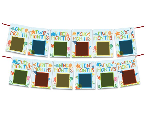 Oneder The Sea 1st Birthday Photo Banner - 1st Birthday Banner - Ocean Theme - Photo Birthday Milestone Banners - Under Sea 1st Birthday Il_570xn