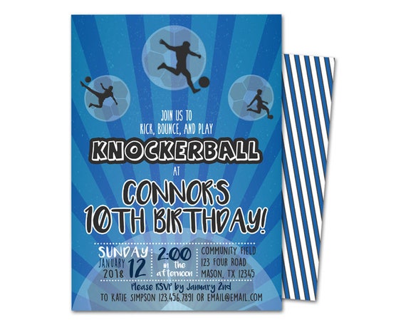 Bubble Ball Invitation - Knockerball Birthday Invitations - Bubble Ball Soccer Invitation - Knockerball Invitations - Boy Bubble Ball Party Il_570xn