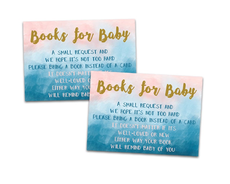 Matching Theme Books for Baby Card Inserts for Party Print Etsy