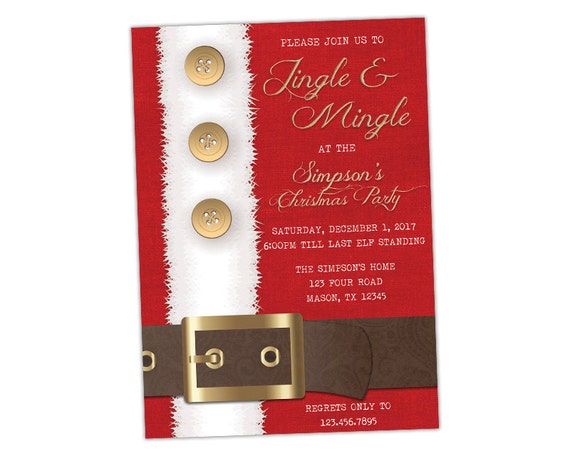 Printable Christmas Party Invitations - Jingle Mingle Party - Santa Coat Invitations - Company Party Invite - Holiday Party Invites - Adult Il_570xn