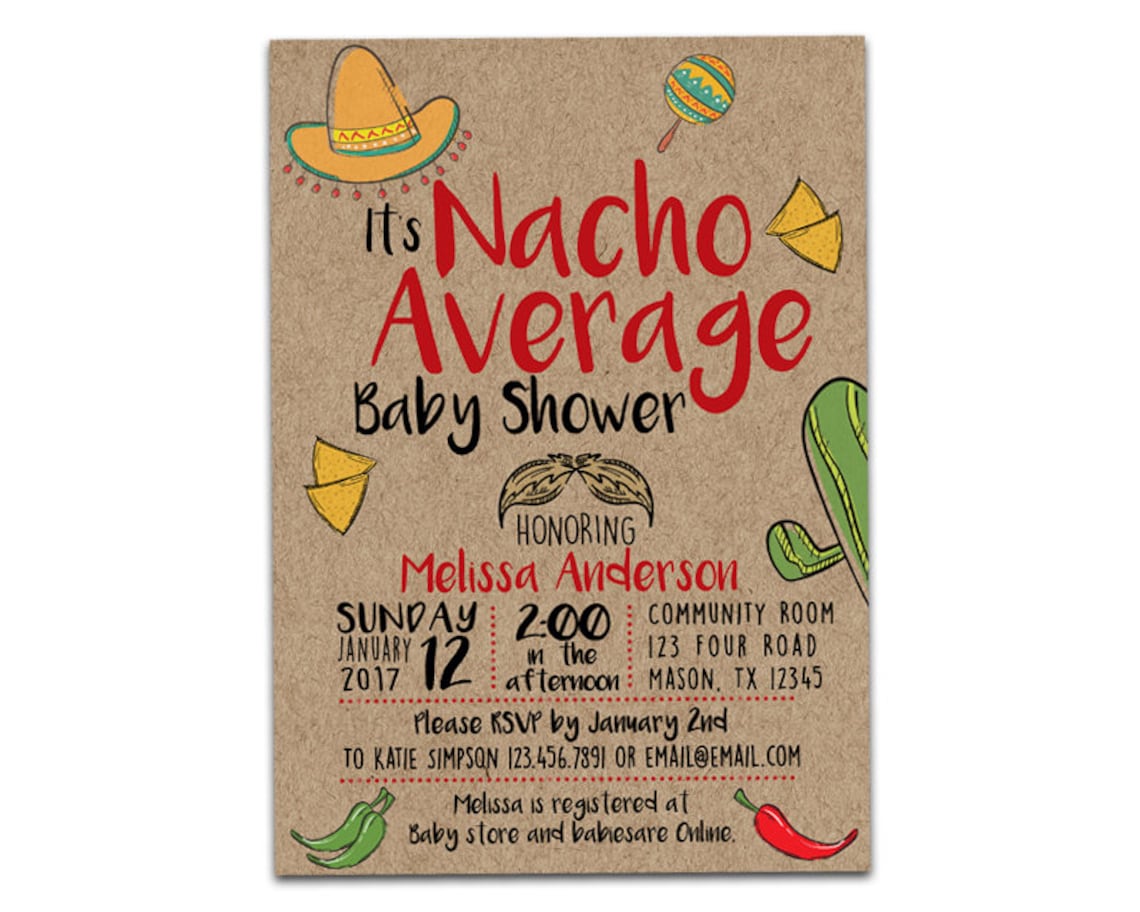 Nacho Average Baby Shower Invitation Boy Fiesta Baby Shower Etsy