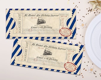 Vintage Train Boarding Pass Invitations - Train Ticket Birthday Invitations - Destination Train Ticket Wedding Bridal Shower Express