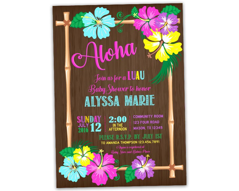 Luau Baby Shower Invitations Tropical Baby Shower Invitation | Etsy
