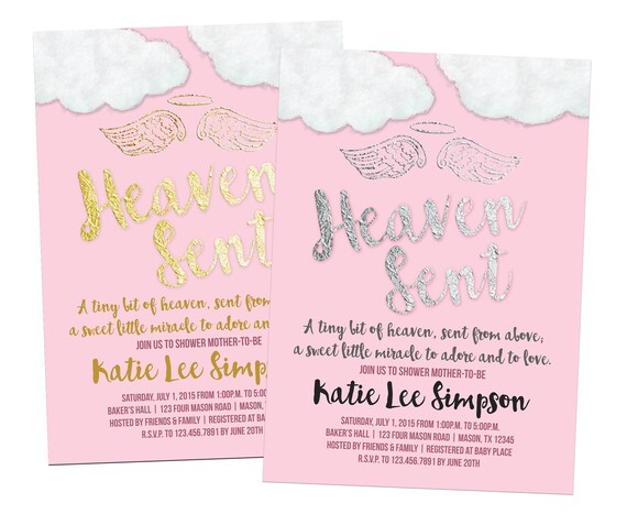 angel wings baby shower invitations