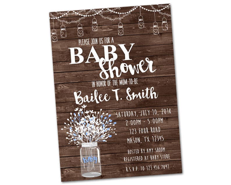 Country Baby Shower Invitations Mason Jar Baby Shower Invitation Rustic Wood Baby Shower Neutral Baby Shower Girl Boy Floral Sweet image 4