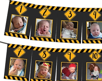 Construction 1st Birthday Banner -  Construction Zone Photo Banner Boy -  Construction 1st Birthday Decor - Under Construction Banner Chalk