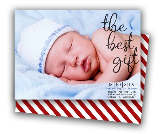 The Best Gift Photo Birth Announcement Christmas Cards - Baby Born Announcements Holiday Cards - Printed Printable Xmas Card Photos Il_570xn
