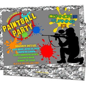 Paintball Invitations - Paintball Birthday Invitation - Camo Paintball Invitations - Paintball Invite - Paint Ball - Camouflage Boy Boys