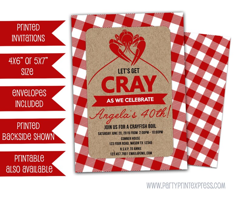 Crawfish Boil Invitations Cray Crayfish Invitation Etsy