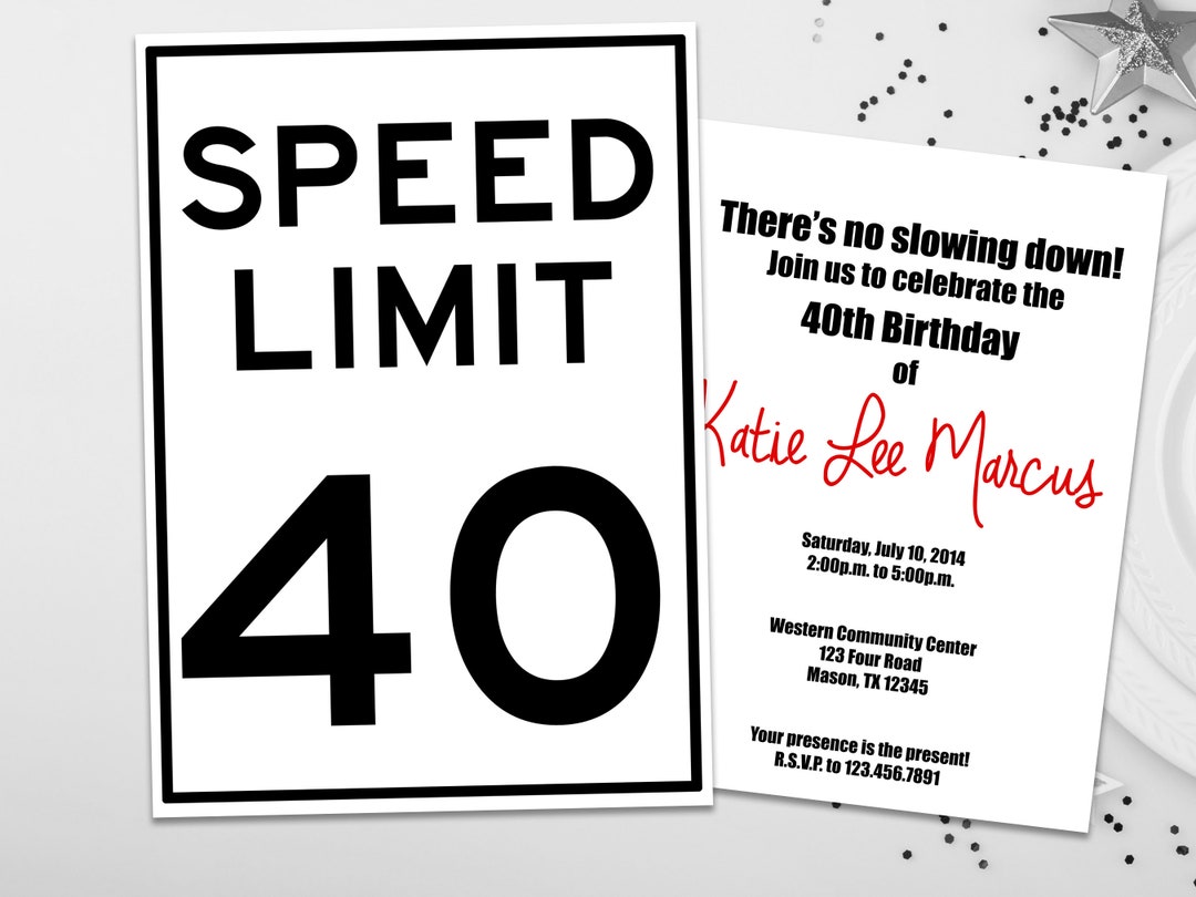 Speed Limit Sign Birthday Invitations for Men Women Funny - Etsy