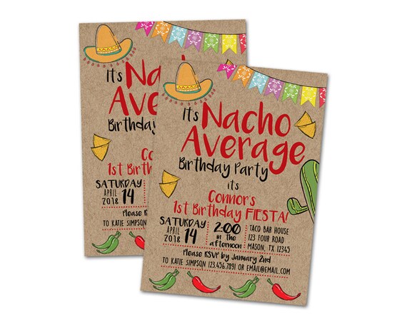 Printable Nacho Birthday Invitation - Nacho Average Fiesta Invitations - Taco Invitations - Photo Nacho Birthday Invite - Fiesta Photo Boy Il_570xn