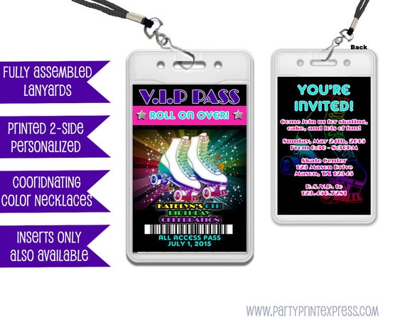 vip pass roller skating invitations roller skating birthday