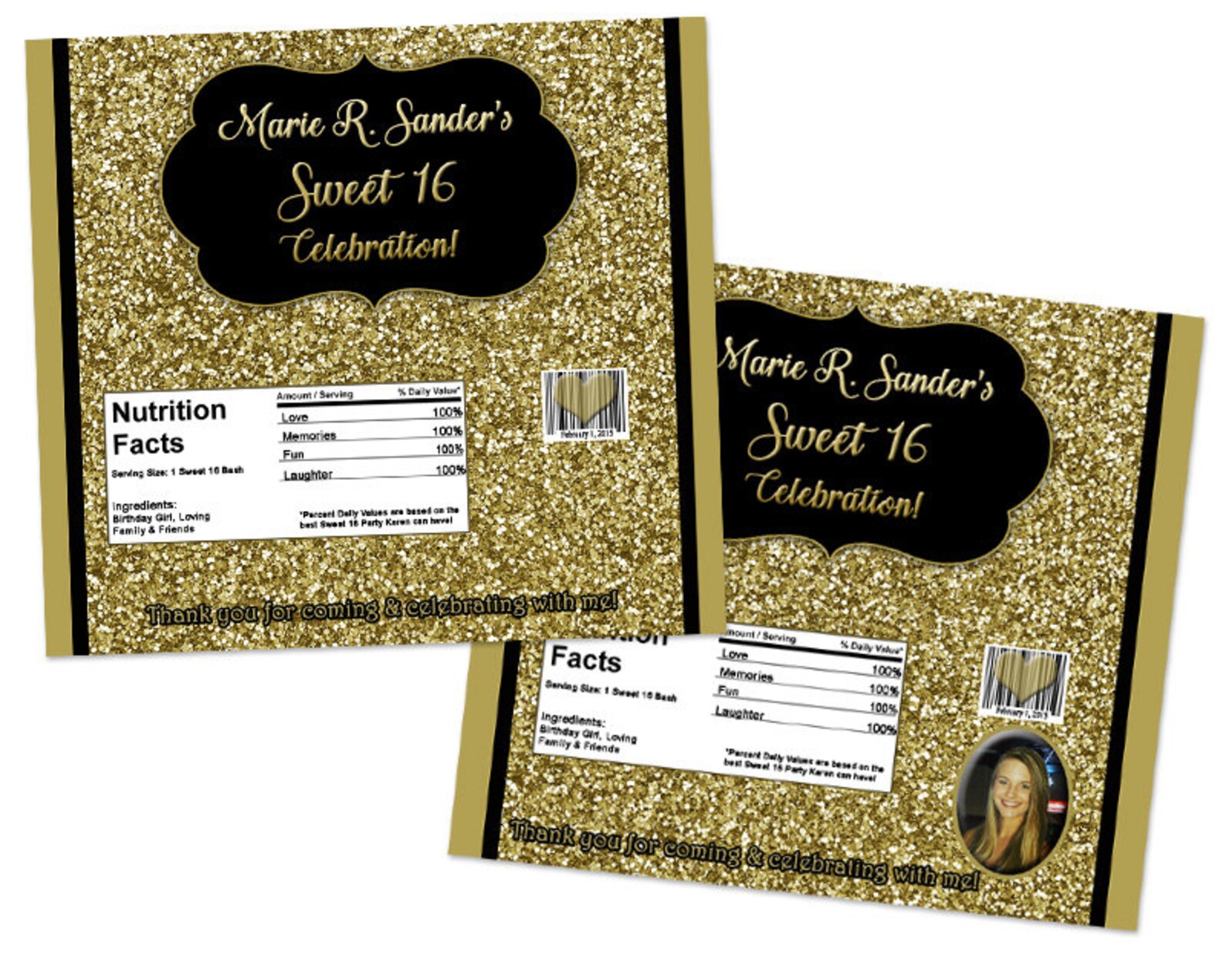 Gold Glitter Party Favors Gold Candy Wrappers Photo Sweet - Etsy