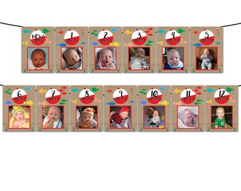 Fishing Big ONE 1e verjaardag fotobanner - vis 12 maanden foto aandenken banner - vissen 1e verjaardag banner lokken kraftpapier