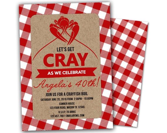 Crawfish Boil Invitations - Cray Crayfish Invitation - Crawfish Birthday Baby Shower Summer Picnic Party - Crafish Invites Boy Girl Adult Il_570xn