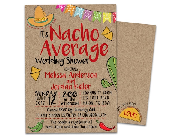 Nacho Average Bridal Shower Invitation - Nacho Fiesta Wedding Shower - Taco Bridal Shower Invite - Nacho Average Bride Invitations Kraft Il_570xn