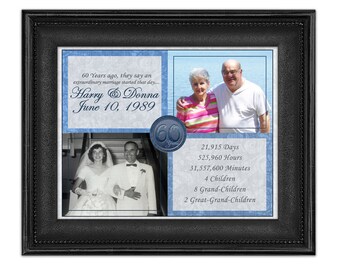 Then Now Photo 60th Anniversary Print - Diamond Wedding Wall Art Print - Custom Anniversary Gift Ideas 60 - For Her For Couple - Personalize