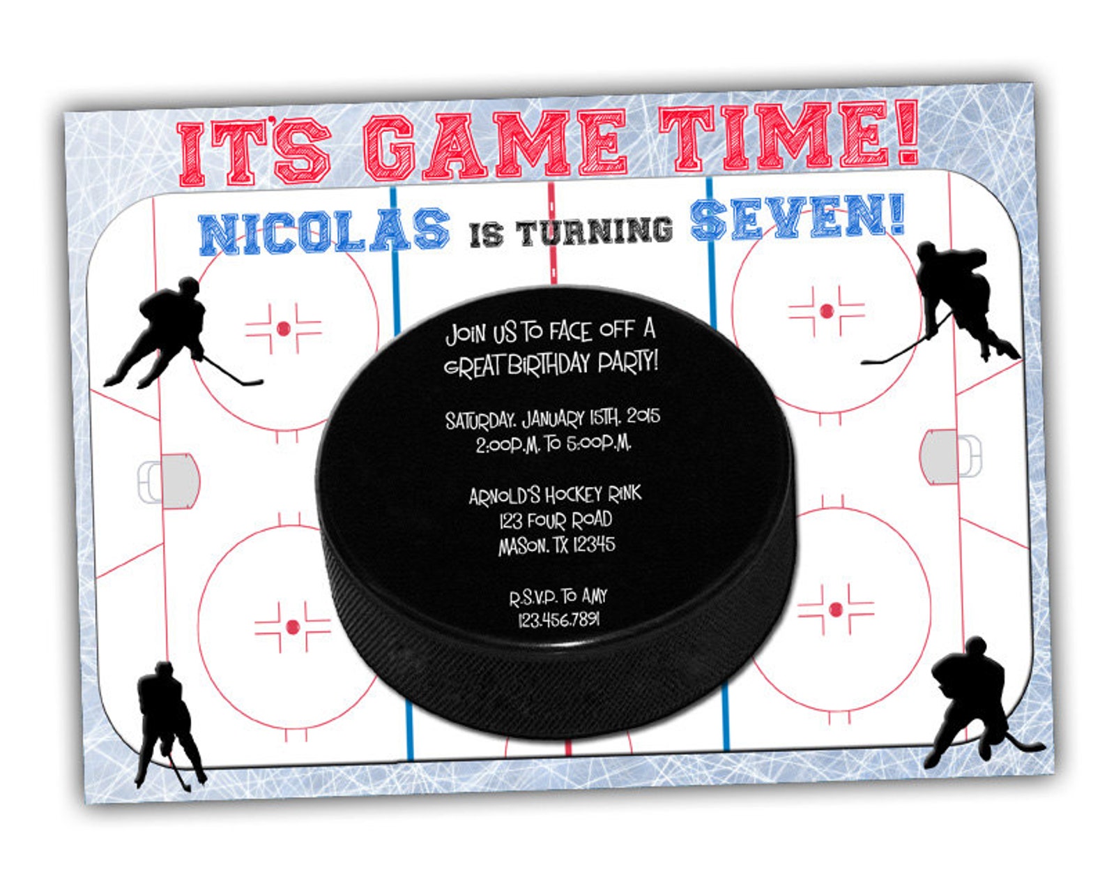 Hockey Invitation Hockey Birthday Invitations Hockey Party Etsy
