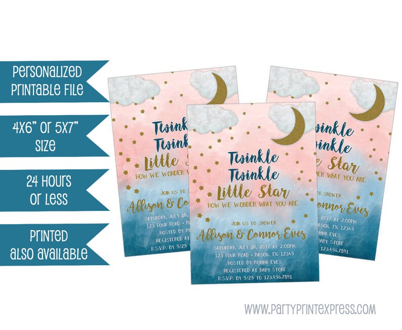 Printable Twinkle Twinkle Baby Shower Invitations Gender Etsy Printable Twinkle Twinkle Baby Shower Invitations Gender Etsy