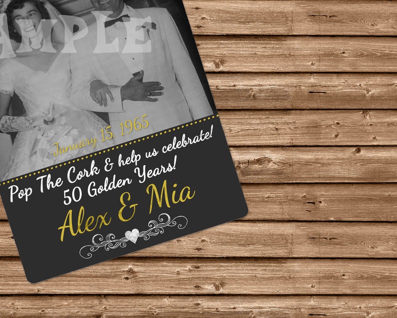 50th Anniversary Party Favors Wine Bottle Labels Mini Champagne Bottle Labels 50th Anniversary Decorations Photo Vow Renewal Favors image 4