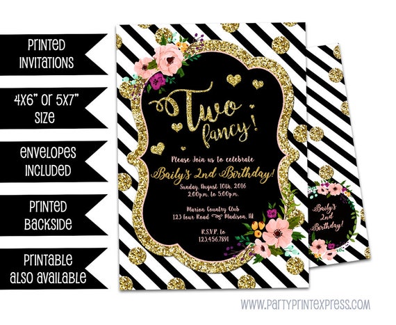 two fancy birthday invitations