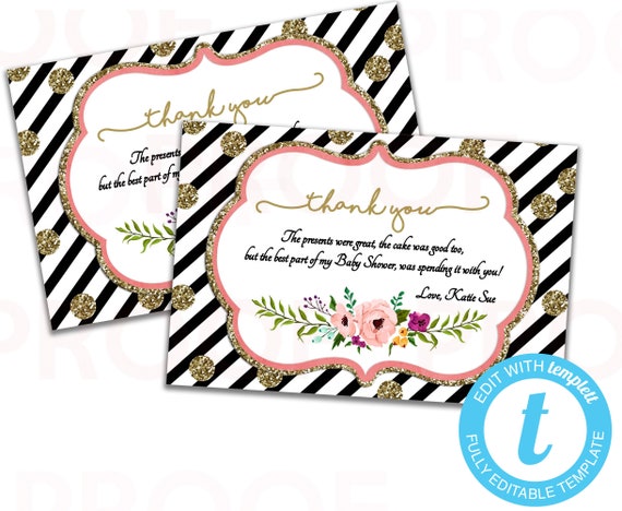 Diy Floral Thank You Cards Free Demo Template Editable Baby Shower