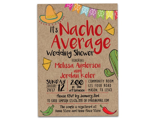 Printable Nacho Wedding Shower Invitation - Nacho Average Bridal Shower Invitations - Kraft Fiesta Wedding Invitation - Final Fiesta Invite Il_570xn