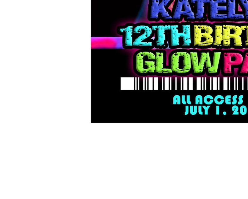 Glow Girls VIP Pass Party Invitations Glow Up Birthday Invites Teen Girl Lanyard Necklaces Admission Rave Passes Rainbow Paint image 4
