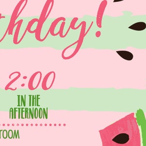 Watermelon Birthday Invitation Watermelon Invitation Watermelon Invite Watermelon Party Invites Girl Birthday Invitations Pink image 7