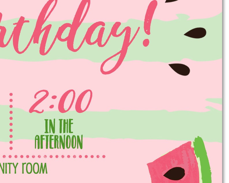 Watermelon Birthday Invitation Watermelon Invitation Watermelon Invite Watermelon Party Invites Girl Birthday Invitations Pink image 7