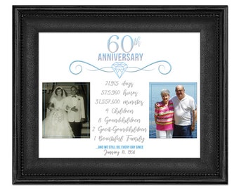 60th Anniversary Gift - Diamond Anniversary Photo Print - Grandparent Anniversary Gift - Then and Now We Still Do Blue - 60th Wedding Print