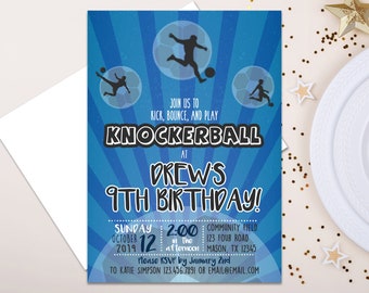 Bubble Ball Invitation -  Knockerball Birthday Invitations - Bubble Ball Soccer Invitation - Knockerball Invitations - Boy Bubble Ball Party