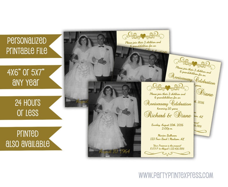 Printable Ivory 50th Anniversary Invitations 50th Wedding Etsy