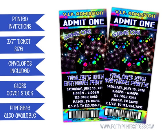 Video Game Birthday Invitation Game Party Game Truck Invitations