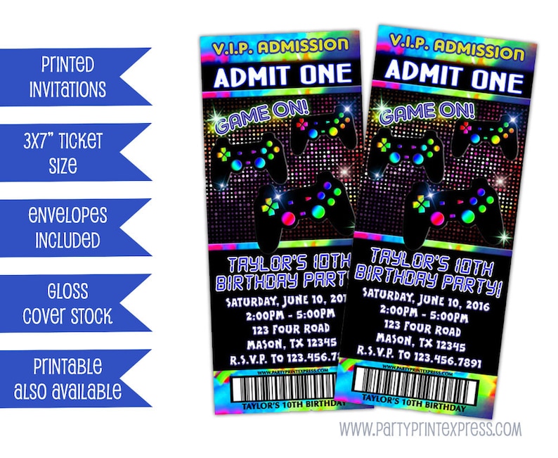 Video Game Birthday Invitation Game Party Game Truck Etsy