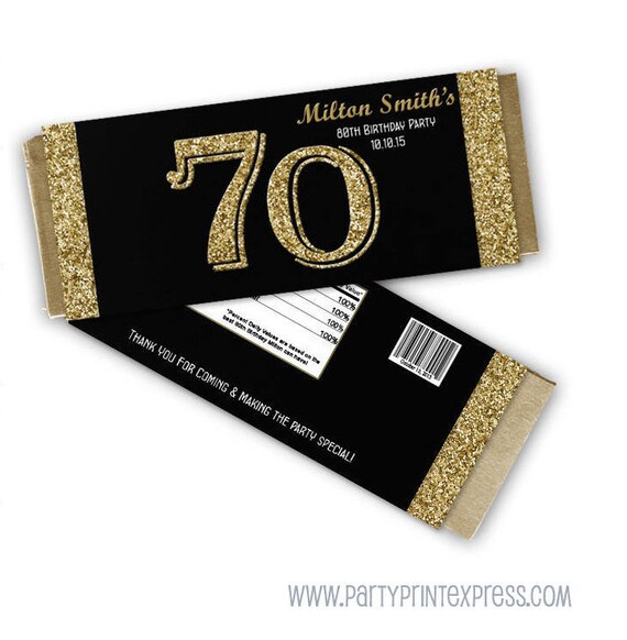 Gold Birthday Favors - milestone Adult Party Favors candy - Adult Birthday Party - Personalized Candy Wrappers - gold glitter 50th 60th 70th Il_570xn