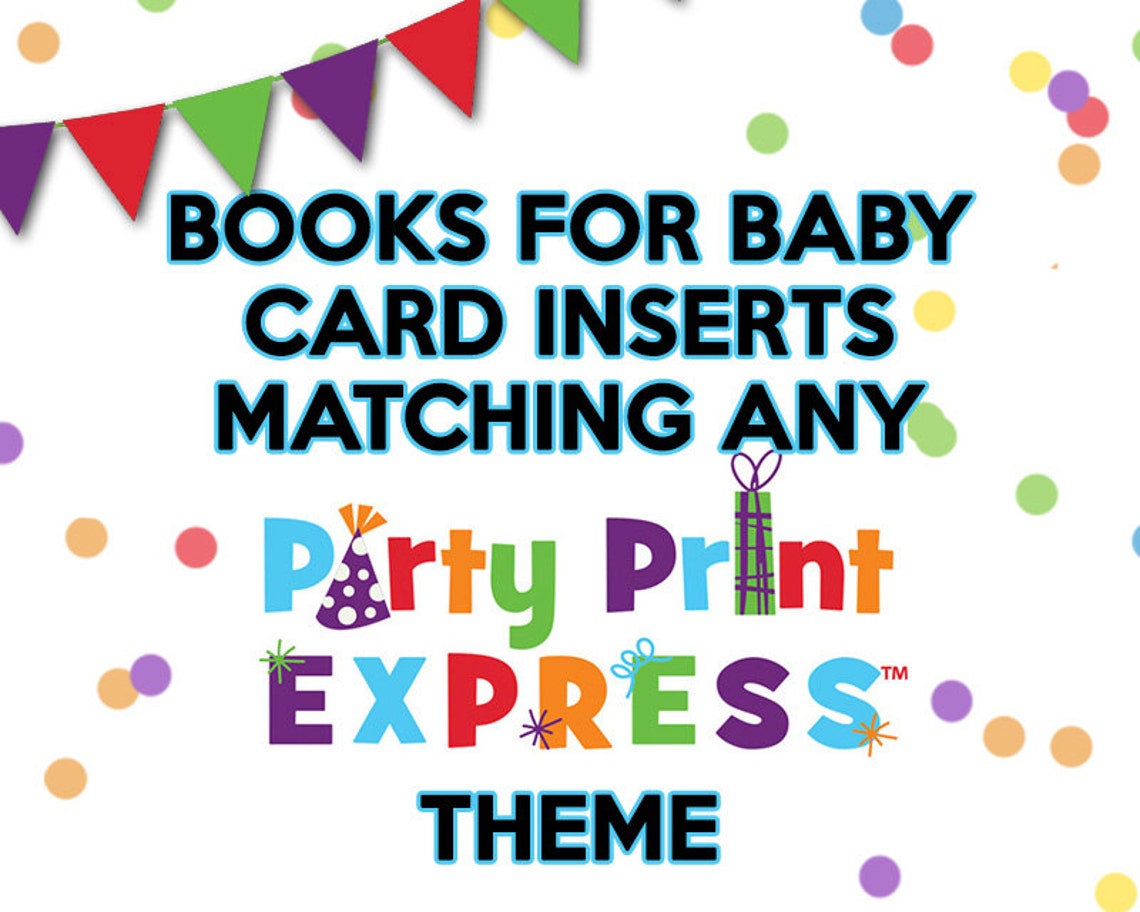 Matching Theme Books for Baby Card Inserts for Party Print Etsy