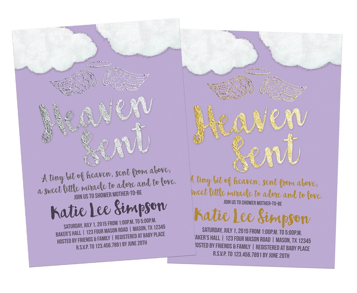 Printable Heaven Sent Baby Shower Invitations DIY Boy Baby Etsy